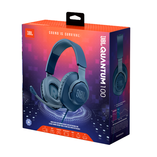 JBL Quantum 100 - Blue - Wired over-ear gaming headset with flip-up mic - Detailshot 15